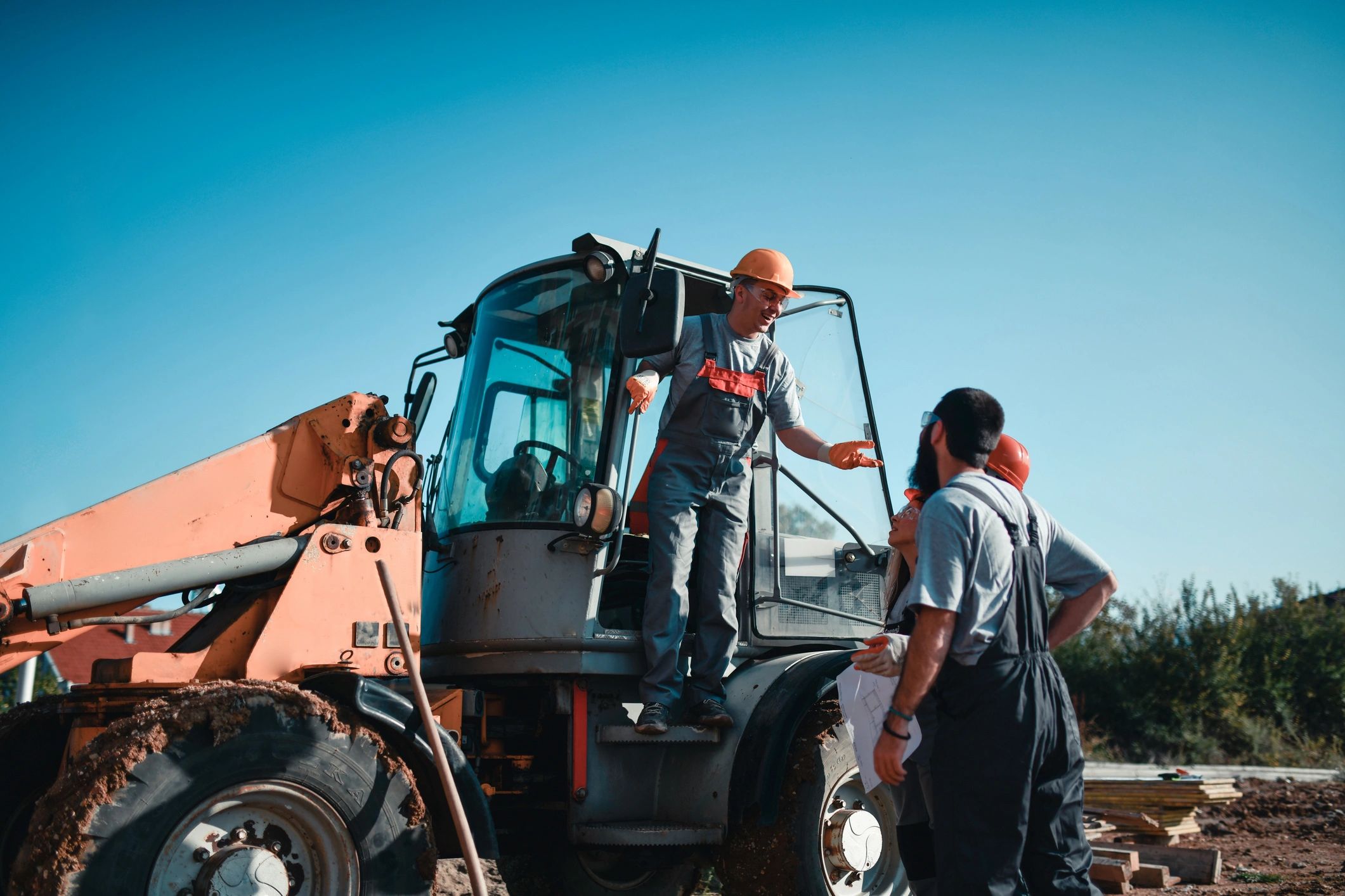 Transportation team member on site with equipment